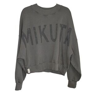 Mikuta The Stone Oversize Sweatshirt Medium Crop Grunge Logo Street Indie Terry